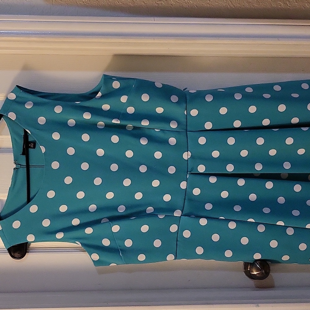 Mint green polka dot dress